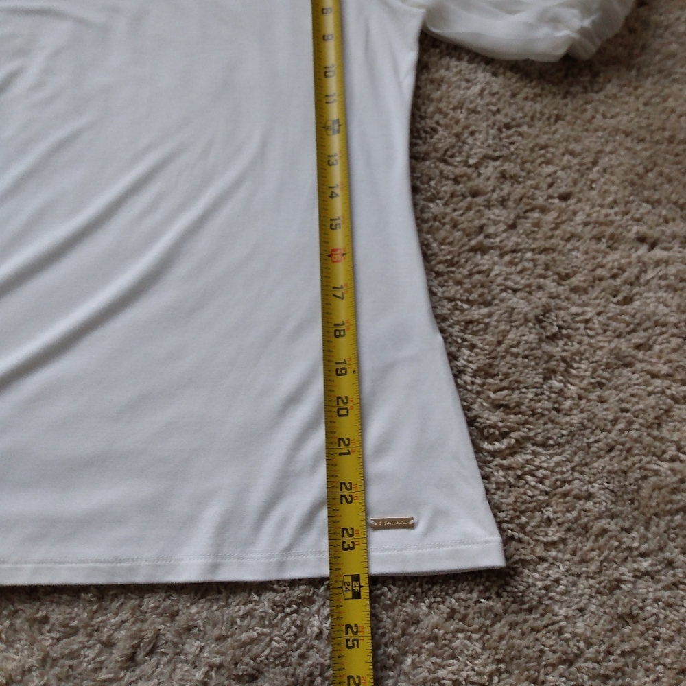 Tahari white ivory pleated puff sleeve top size S - Picture 7 of 8